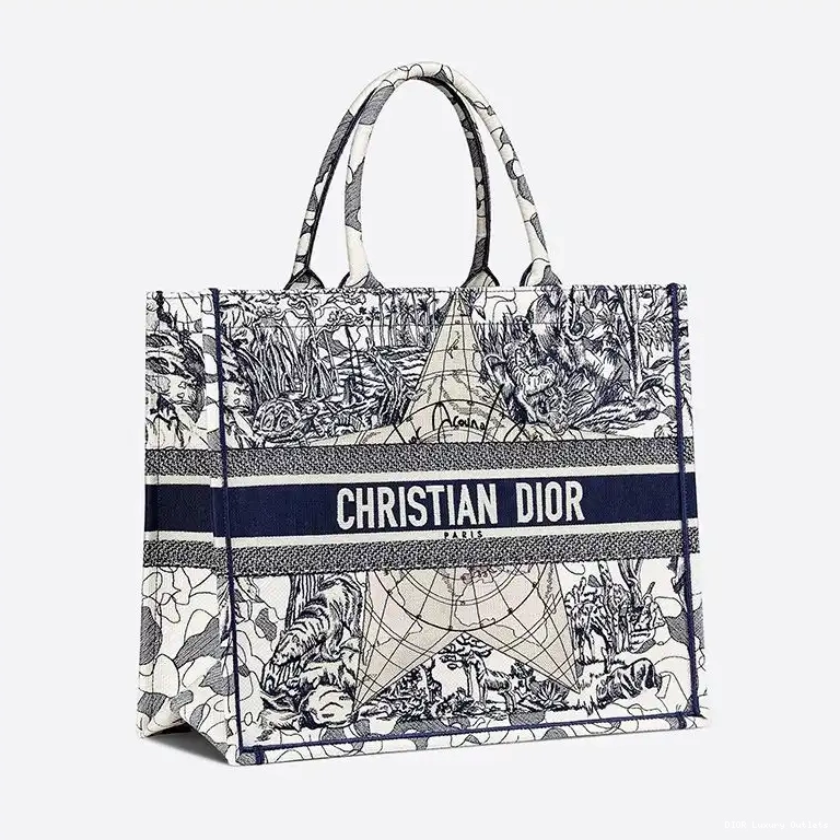 Cheap Motif World Canvas the Dior Book Around Blue Tote 0427 Luxury